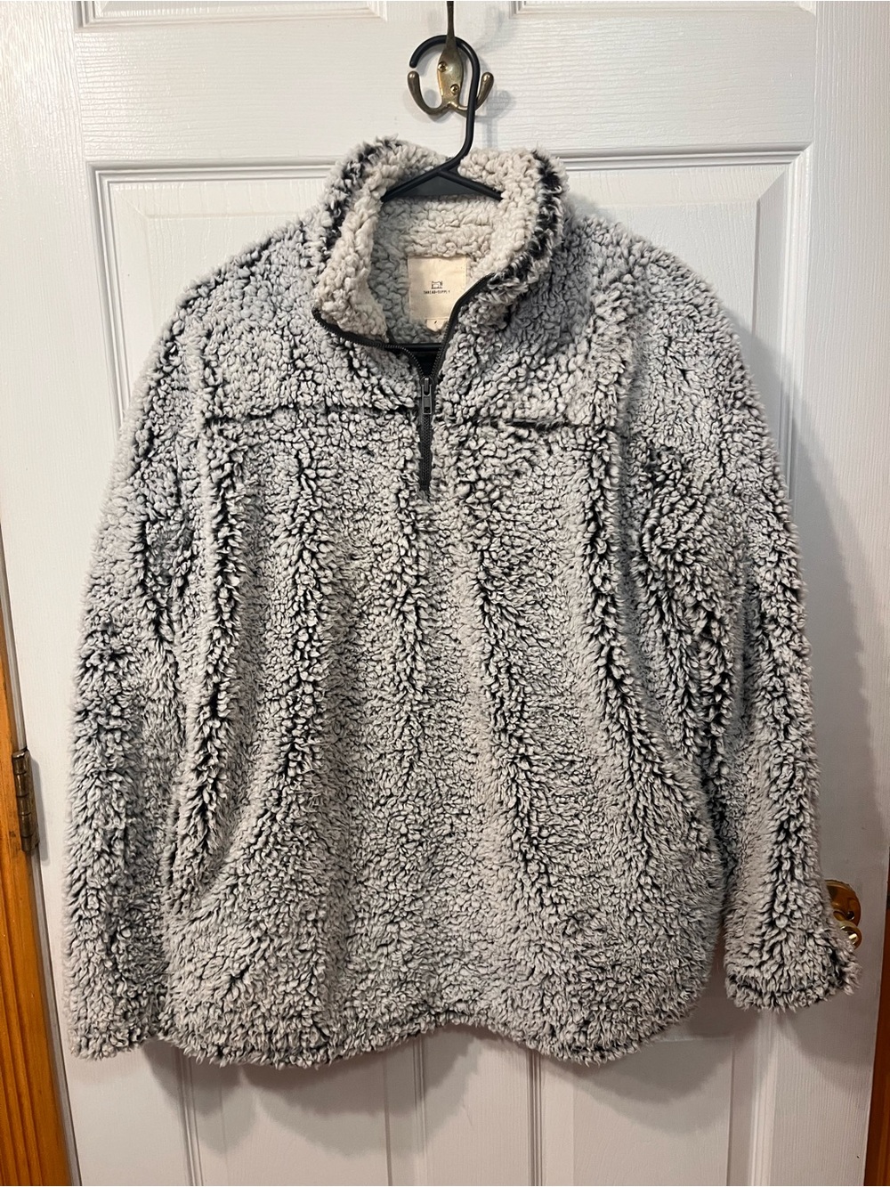 Thread Supply Plush Sherpa Quarter-Zip Sweater Jacket - Gray